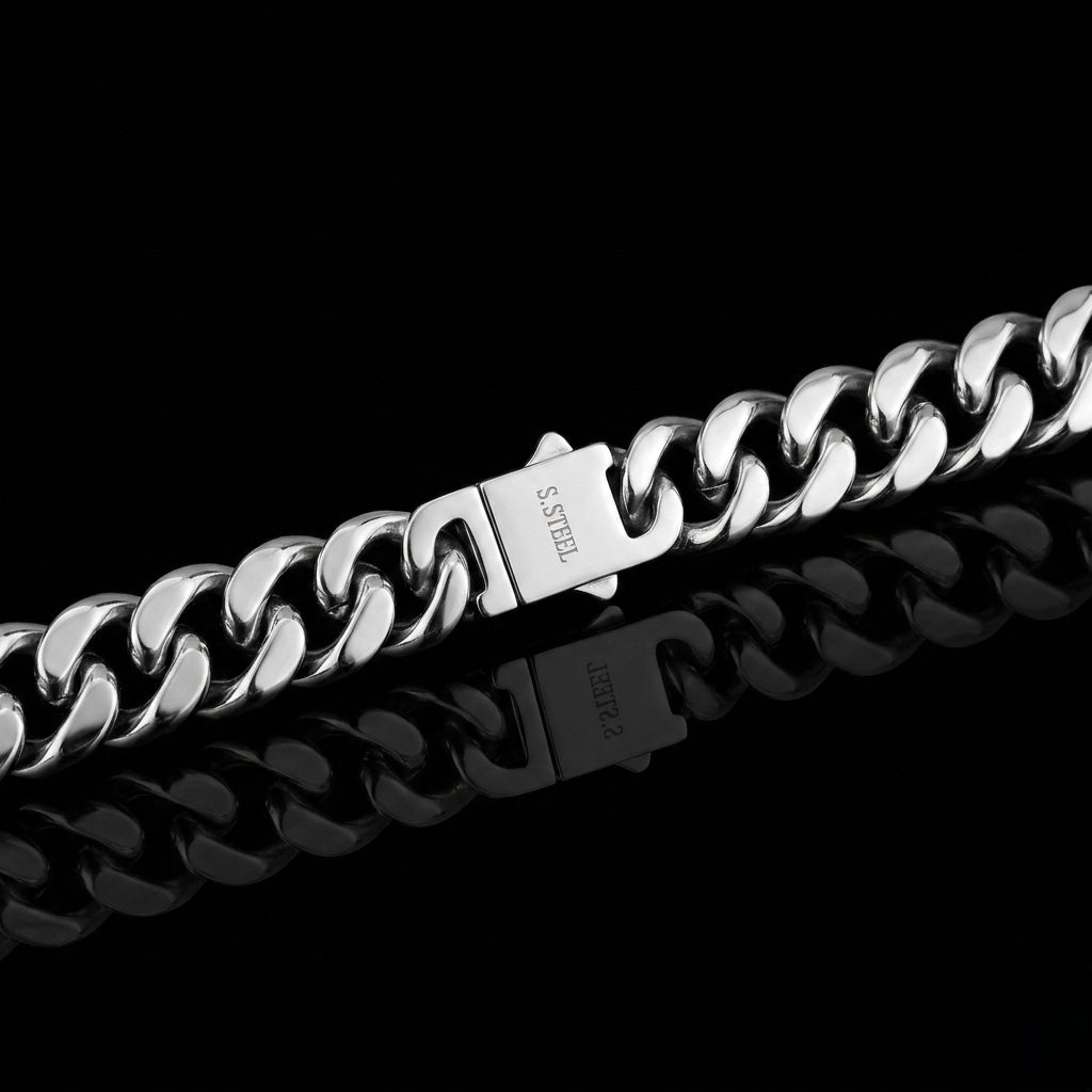 COLLANA CUBAN ACCIAIO INOSSIDABILE - SILVER