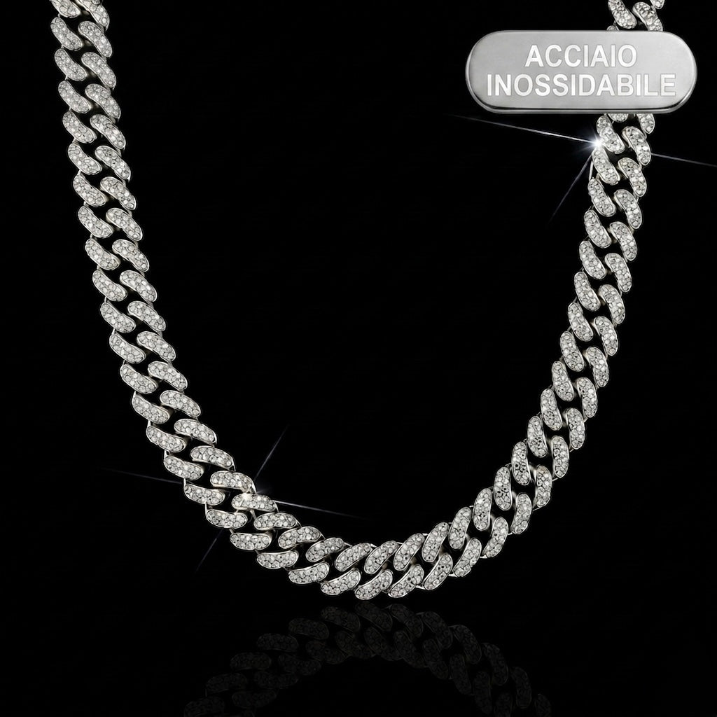 COLLANA CUBAN ACCIAIO INOSSIDABILE - SILVER