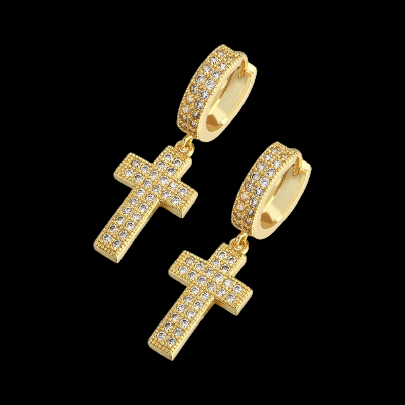 Orecchini Croce Drip - Oro