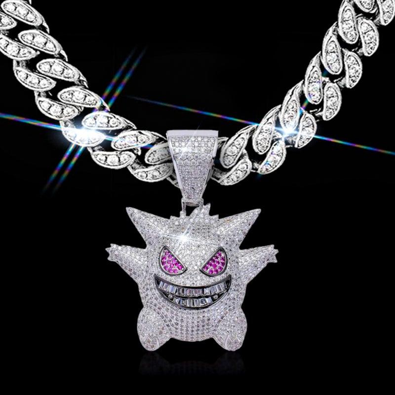 SET ICE GENGAR - Collana Cubana e Pendente - Silver