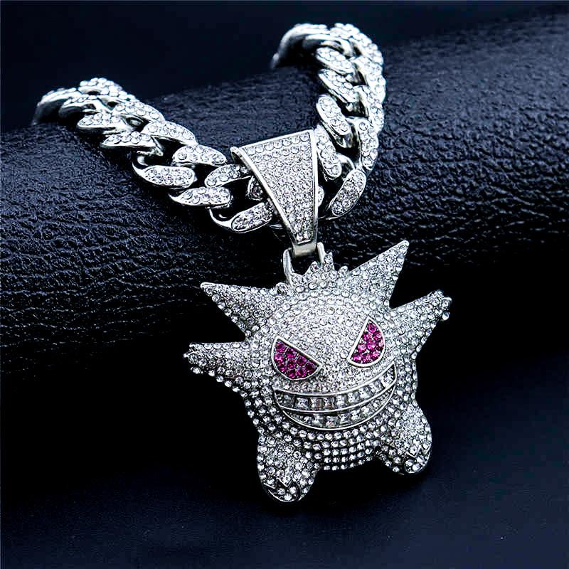 SET ICE GENGAR - Collana Cubana e Pendente - Silver