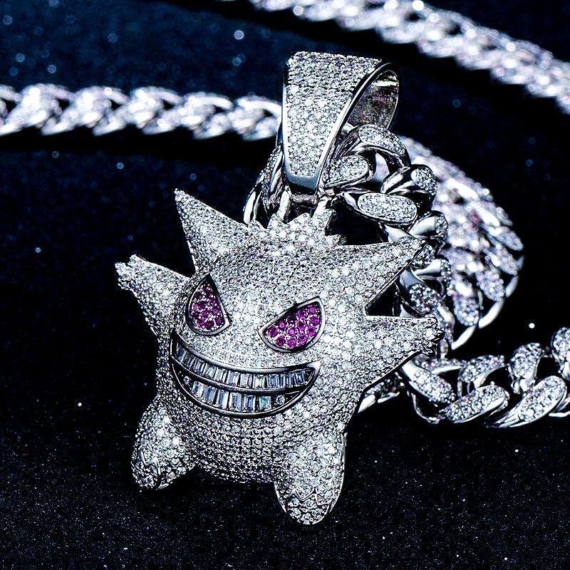 SET ICE GENGAR - Collana Cubana e Pendente - Silver