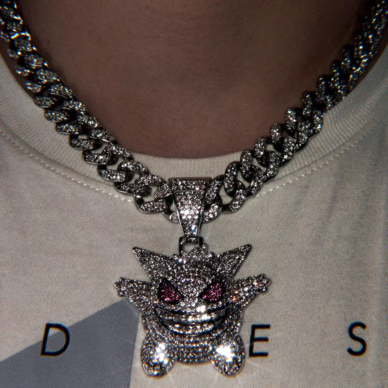 SET ICE GENGAR - Collana Cubana e Pendente - Silver