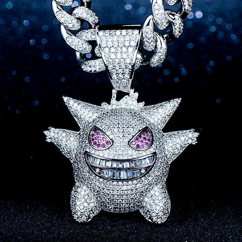 SET ICE GENGAR - Collana Cubana e Pendente - Silver