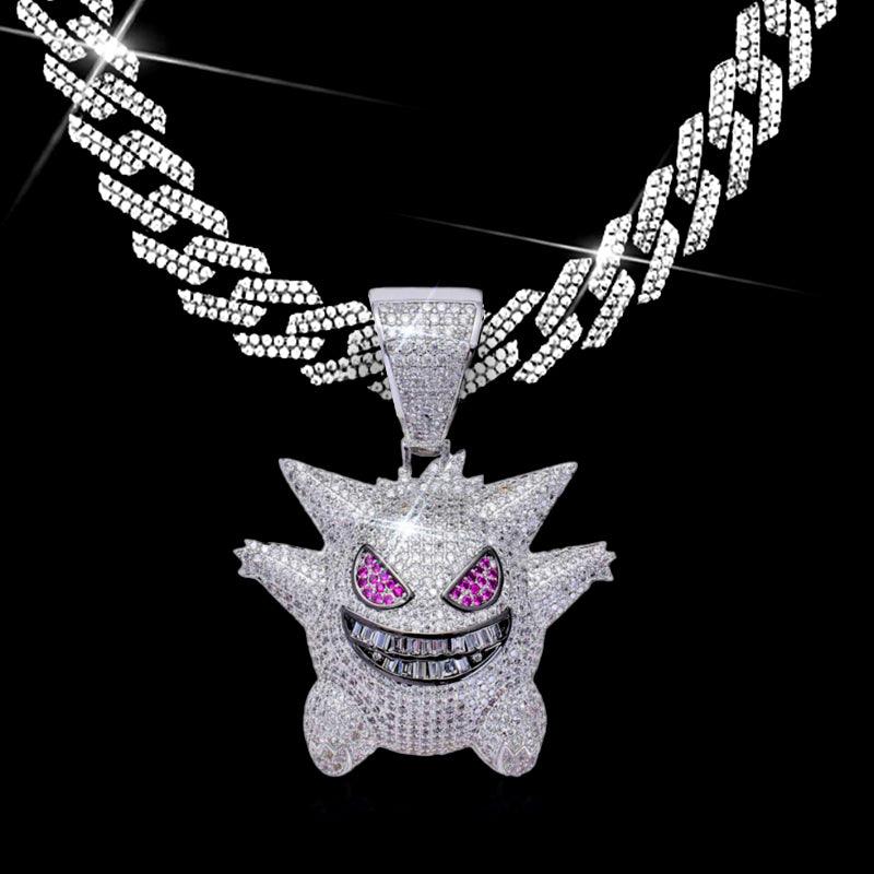 SET ICE GENGAR V2 - Collana Cuban e Pendente - Silver
