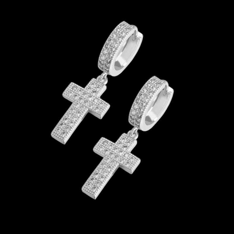 Orecchini Croce Drip - Silver